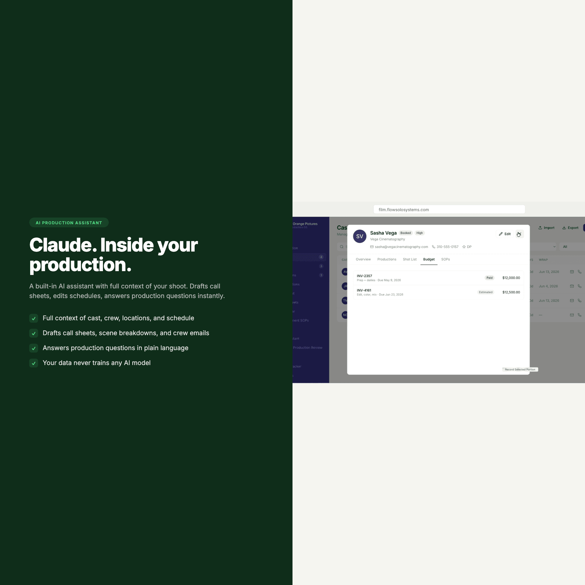 Film Production OS — feature highlight