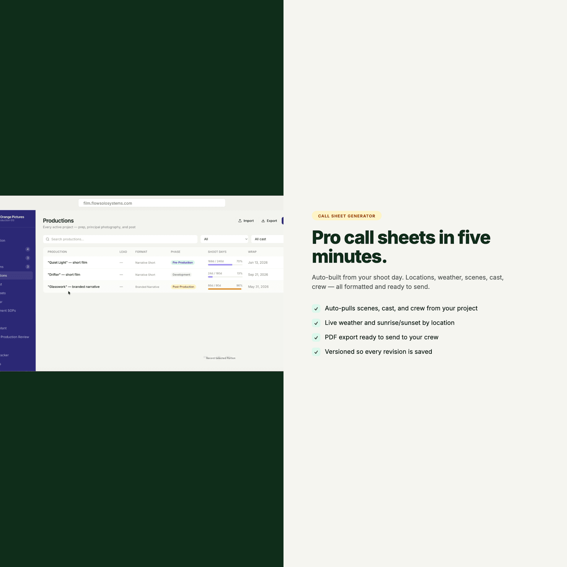 Film Production OS — another feature highlight