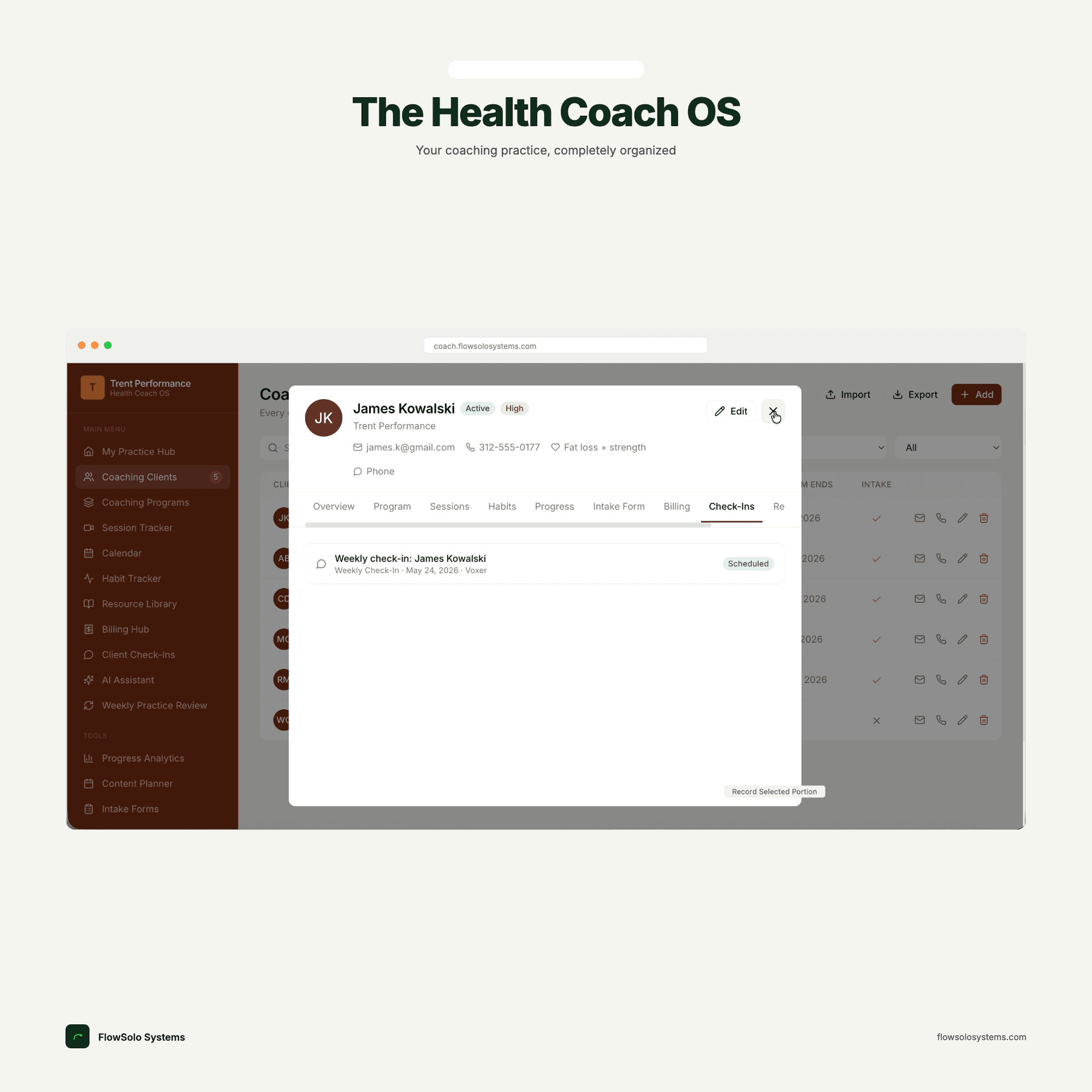 Health Coach OS — full dashboard overview